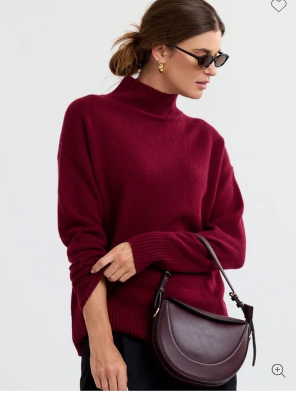 Pura Mock Neck Sweater - Raspberry - Picture 1 of 15